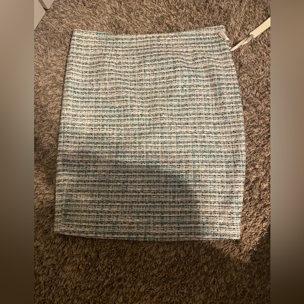 Kenar Tweed Pencil Skirt - Blue and White